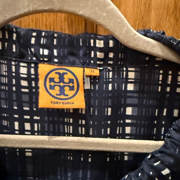 Tory Burch Saffield Blouse, Navy Blue SZ 14 - Picture 6 of 7